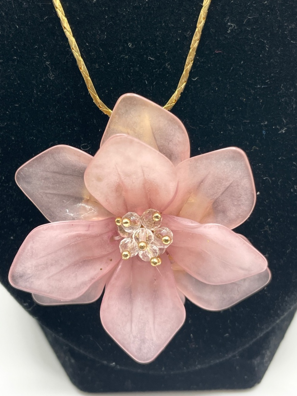 Frosted Dusty Pink Acrylic Double Layer Flower Pendant Necklace